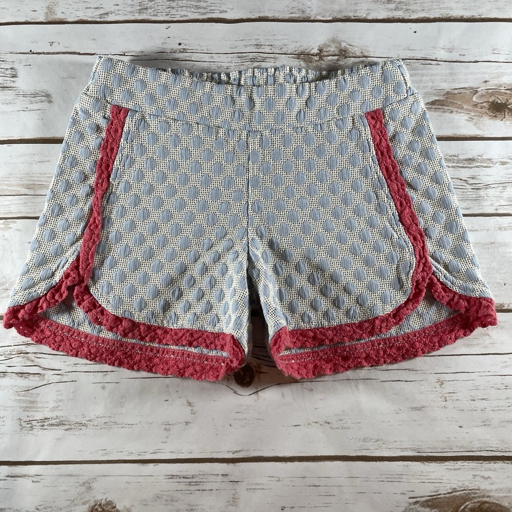 Girls Size 6‎ Persnickety Shorts Blue Polka Dot with Pink Lace Trim